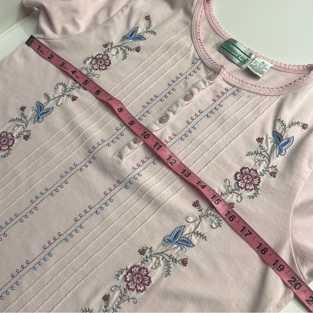 Imperfect vintage embroidered pink floral top feminine granny cottagecore spring - Picture 8 of 9